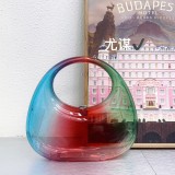 Colorful transparent acrylic box bag, banquet rhinestone candy color goose egg cloud shell, hand-held crossbody bag for women