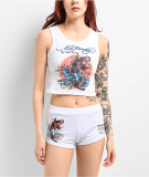 Women's positioning printed vest and shorts set