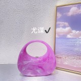 Vintage Marble Amber Acrylic Water Diamond Crescent Bag Handbag