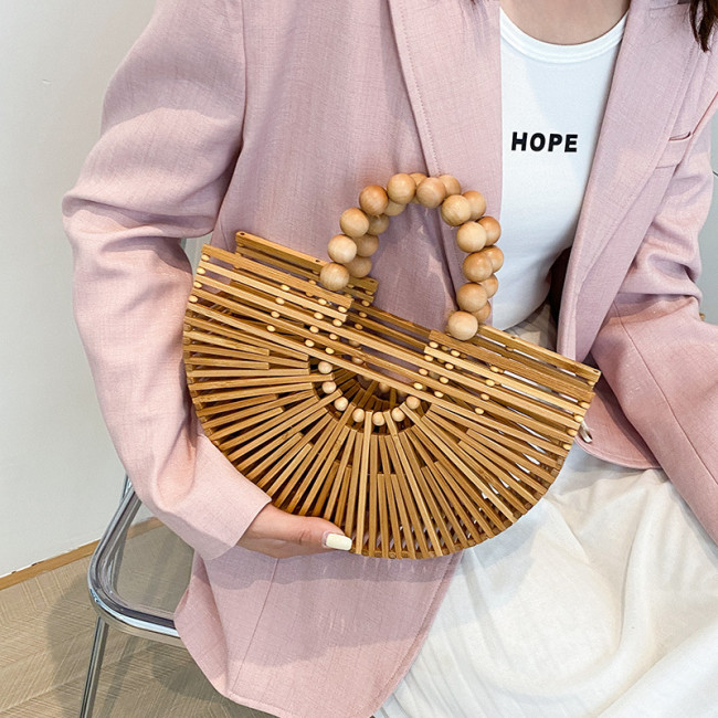 Summer Woven Bag Fashionable Hollow Large Capacity Pearl Small Fragrance Handbag