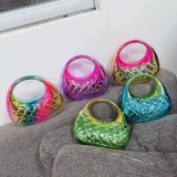 Candy colored cloud shell shiny acrylic diamond grid banquet colorful hand-held crossbody small bag