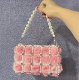 Pearl diamond chain handbag, mink fur ball handbag, French fairy bag, one shoulder crossbody bag