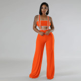 Pit strip two-piece set for women, fashionable slim fit, loose camisole jumpsuit, paired with strapless top for women