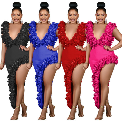 Sleeveless pleated backless small dress with irregular curled edges, sexy dress