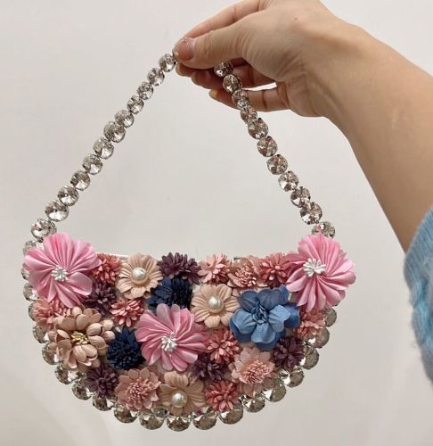 Handbag French Fairy Banquet Bag Pearl Set Diamond Flower Underarm Bag Handheld
