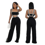 Pit strip two-piece set for women, fashionable slim fit, loose camisole jumpsuit, paired with strapless top for women