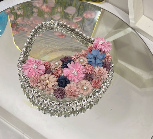 Handbag French Fairy Banquet Bag Pearl Set Diamond Flower Underarm Bag Handheld