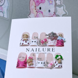 Cross border duckbill nail art Hello Kitty, limited by region, European and American nail handmade wearing nails