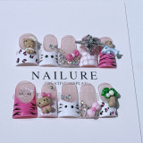 Cross border duckbill nail art Hello Kitty, limited by region, European and American nail handmade wearing nails