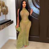 Women's dress, fashionable sunscreen cover up, beach long dress, knitted dress