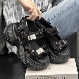 Heightened thick soled dad shoes for women, summer sequin one line sports sandals