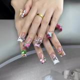 Cross border duckbill nail art Hello Kitty, limited by region, European and American nail handmade wearing nails