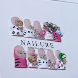 Cross border duckbill nail art Hello Kitty, limited by region, European and American nail handmade wearing nails