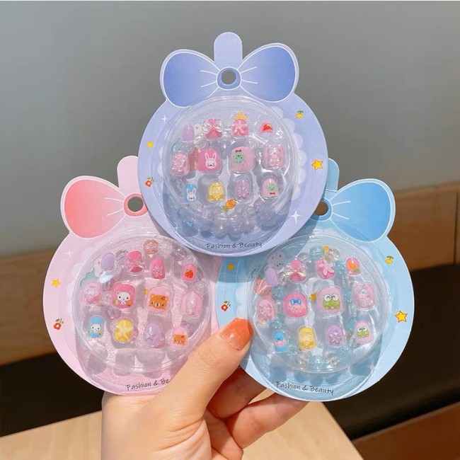 Children's nail patch wearing short transparent handmade DIY nail patch wearable detachable nail patch set