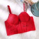 Lace bra, women's corset, hot diamond sexy shoulder strap