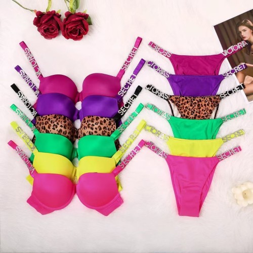 Sexy Letter Two-breasted Bra and Panty Set