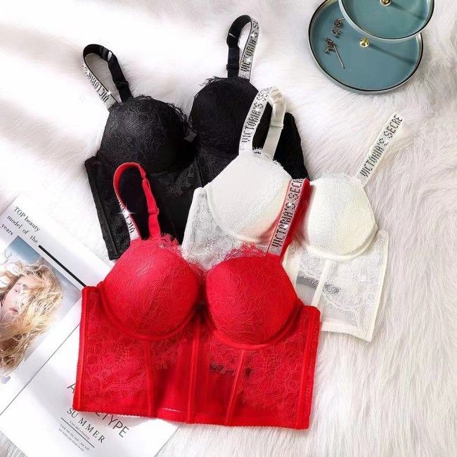 Lace bra, women's corset, hot diamond sexy shoulder strap