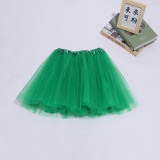 Dance performance fluffy skirt with three layers of mesh and one layer of lining