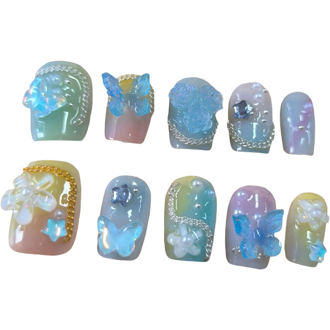 Dopamine wearing nail products, short and high-end nail patches, popular on the internet, wearing nail art