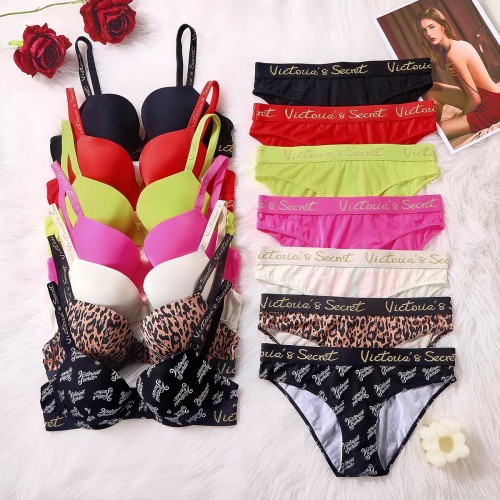 Leopard Pattern Underwear Gathering Women's Bra Set