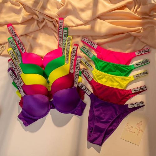 Ladies Rhinestone Gathering Bra Set Adjustable Bra and Panty