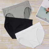 Solid color mid waist seamless women's underwear, pure cotton lining crotch, full coverage buttocks, large triangle underwear