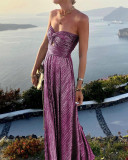 Sexy Chest Wrap Hot Stamped Party Dress INS Casual Flare Dress