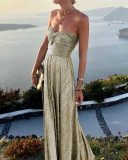 Sexy Chest Wrap Hot Stamped Party Dress INS Casual Flare Dress
