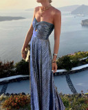 Sexy Chest Wrap Hot Stamped Party Dress INS Casual Flare Dress