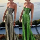 Sexy Chest Wrap Hot Stamped Party Dress INS Casual Flare Dress
