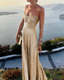 Sexy Chest Wrap Hot Stamped Party Dress INS Casual Flare Dress