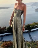 Sexy Chest Wrap Hot Stamped Party Dress INS Casual Flare Dress