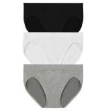 Solid color mid waist seamless women's underwear, pure cotton lining crotch, full coverage buttocks, large triangle underwear