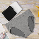 Solid color mid waist seamless women's underwear, pure cotton lining crotch, full coverage buttocks, large triangle underwear