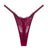 Hollow and traceless low waisted thong T-shirts with breathable straps in large size
