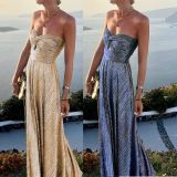 Sexy Chest Wrap Hot Stamped Party Dress INS Casual Flare Dress