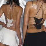 New sexy and spicy girl style butterfly lace up mesh backless tight fitting interior with small suspender