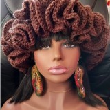 Crochet pleated brimmed hat, adult lace woolen hat, fashionable and versatile ruffle brimmed pullover hat