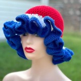 Crochet pleated brimmed hat, adult lace woolen hat, fashionable and versatile ruffle brimmed pullover hat
