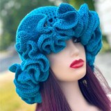 Crochet pleated brimmed hat, adult lace woolen hat, fashionable and versatile ruffle brimmed pullover hat