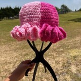 Crochet pleated brimmed hat, adult lace woolen hat, fashionable and versatile ruffle brimmed pullover hat