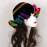 Crochet pleated brimmed hat, adult lace woolen hat, fashionable and versatile ruffle brimmed pullover hat