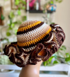 Crochet pleated brimmed hat, adult lace woolen hat, fashionable and versatile ruffle brimmed pullover hat