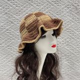 Crochet pleated brimmed hat, adult lace woolen hat, fashionable and versatile ruffle brimmed pullover hat