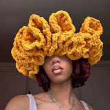Crochet pleated brimmed hat, adult lace woolen hat, fashionable and versatile ruffle brimmed pullover hat