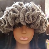 Crochet pleated brimmed hat, adult lace woolen hat, fashionable and versatile ruffle brimmed pullover hat