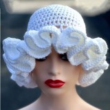 Crochet pleated brimmed hat, adult lace woolen hat, fashionable and versatile ruffle brimmed pullover hat