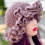 Crochet pleated brimmed hat, adult lace woolen hat, fashionable and versatile ruffle brimmed pullover hat