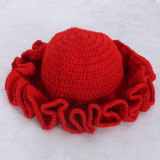 Crochet pleated brimmed hat, adult lace woolen hat, fashionable and versatile ruffle brimmed pullover hat