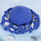 Crochet pleated brimmed hat, adult lace woolen hat, fashionable and versatile ruffle brimmed pullover hat